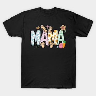 Leopard Floral Mama Bunny HapEaster Mother'S Day Eggs T-Shirt